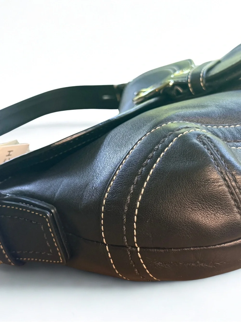 NWT New Vintage Coach Black Leather Soho Flap Bag F10910 Never Used